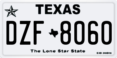 TX license plate DZF8060