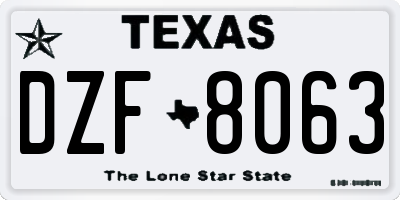 TX license plate DZF8063