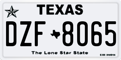 TX license plate DZF8065