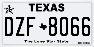 TX license plate DZF8066