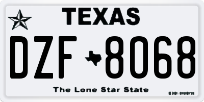 TX license plate DZF8068