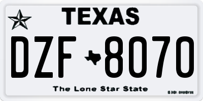 TX license plate DZF8070