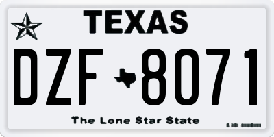TX license plate DZF8071