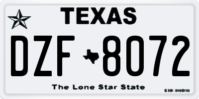 TX license plate DZF8072