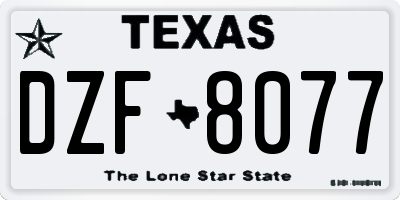 TX license plate DZF8077