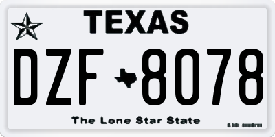 TX license plate DZF8078