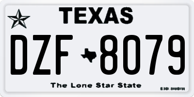 TX license plate DZF8079