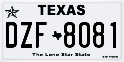 TX license plate DZF8081