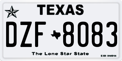 TX license plate DZF8083