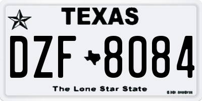 TX license plate DZF8084