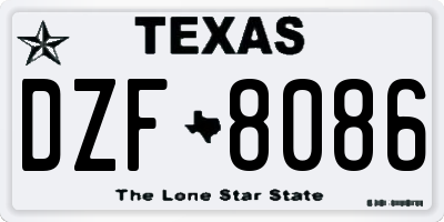 TX license plate DZF8086