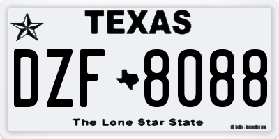 TX license plate DZF8088