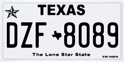 TX license plate DZF8089