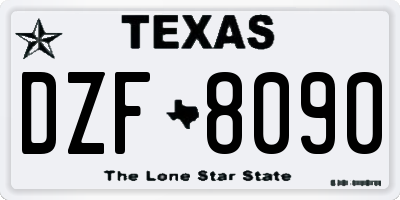 TX license plate DZF8090