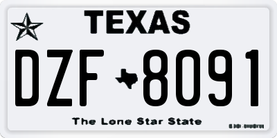 TX license plate DZF8091