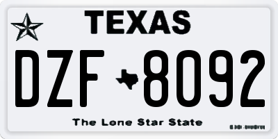 TX license plate DZF8092