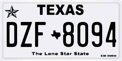 TX license plate DZF8094