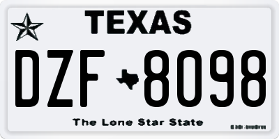 TX license plate DZF8098