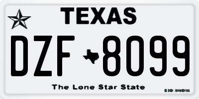 TX license plate DZF8099