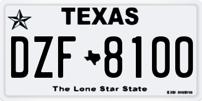 TX license plate DZF8100