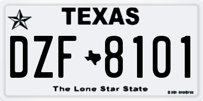 TX license plate DZF8101