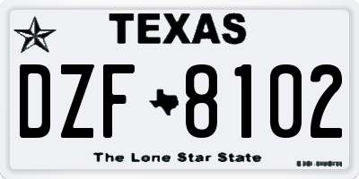 TX license plate DZF8102