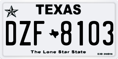 TX license plate DZF8103
