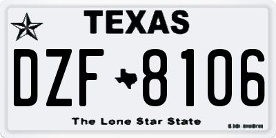 TX license plate DZF8106