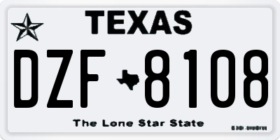 TX license plate DZF8108