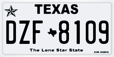 TX license plate DZF8109