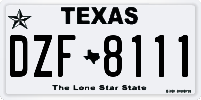 TX license plate DZF8111