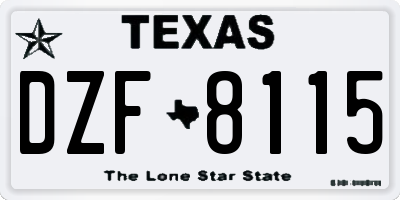 TX license plate DZF8115