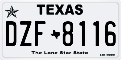 TX license plate DZF8116
