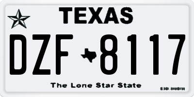 TX license plate DZF8117