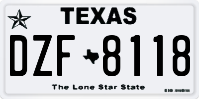 TX license plate DZF8118