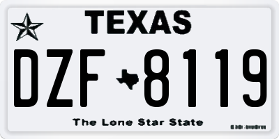 TX license plate DZF8119