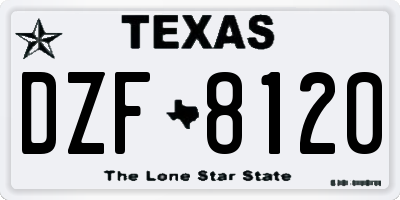 TX license plate DZF8120