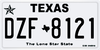 TX license plate DZF8121