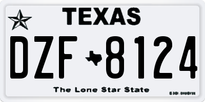 TX license plate DZF8124