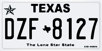 TX license plate DZF8127