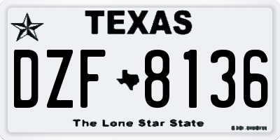 TX license plate DZF8136