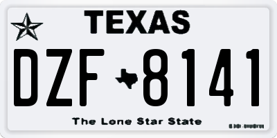 TX license plate DZF8141
