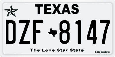 TX license plate DZF8147