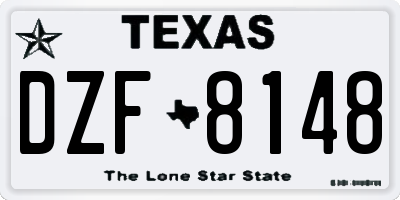 TX license plate DZF8148
