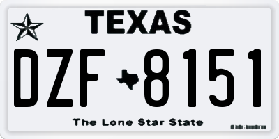 TX license plate DZF8151