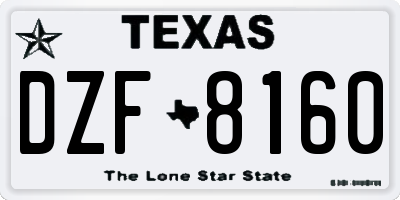 TX license plate DZF8160