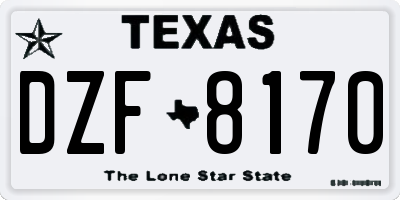 TX license plate DZF8170