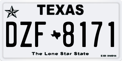 TX license plate DZF8171