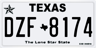 TX license plate DZF8174