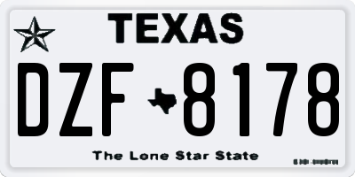 TX license plate DZF8178